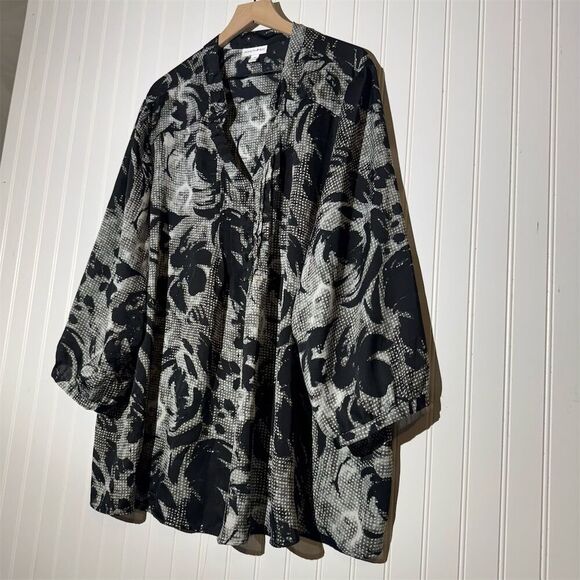 Fashion Bug 4X Oversized Abstract Floral Blouse | Vintage Y2K Goth Boho Chic - Picture 3 of 10